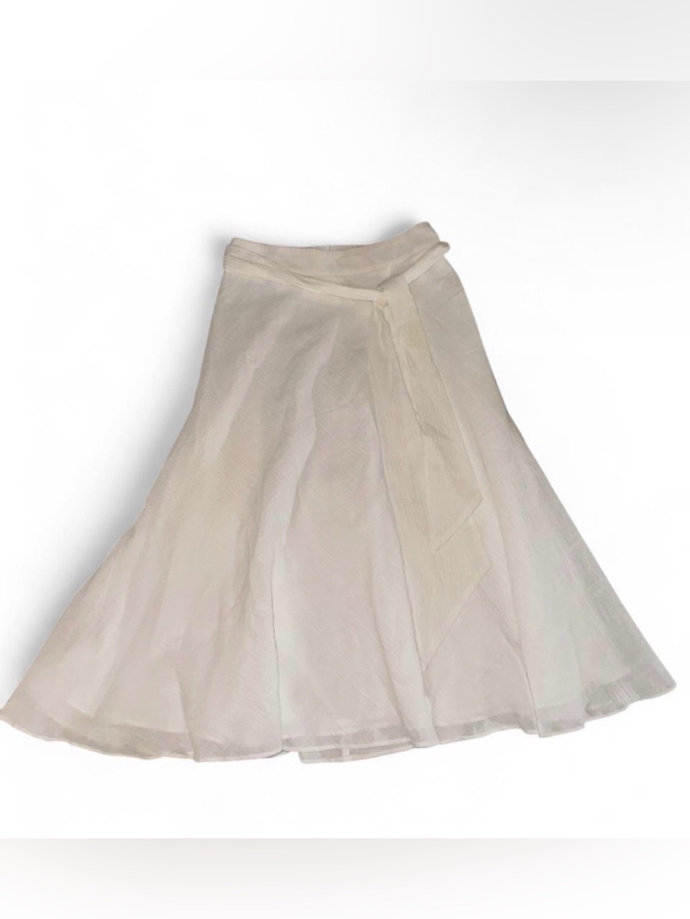 Women's Cream A-Line Midi Skirt - Elegant Flowy Design
